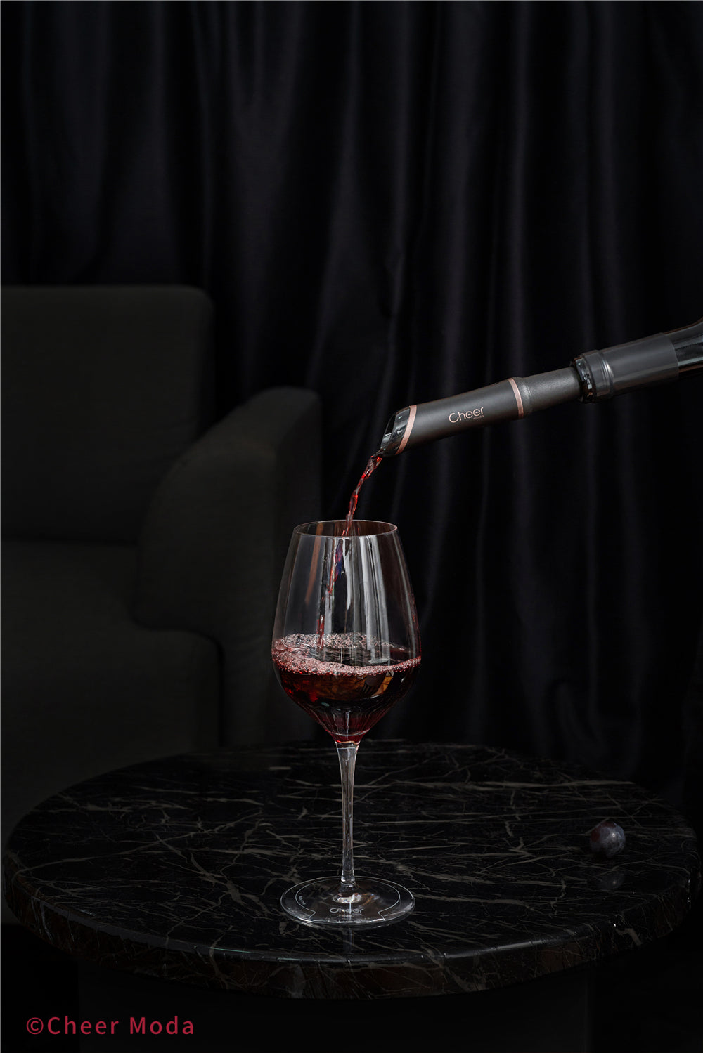 BOUQUET de Cheer Moda, bec aérateur verseur pour le vin, finition noir et bronze