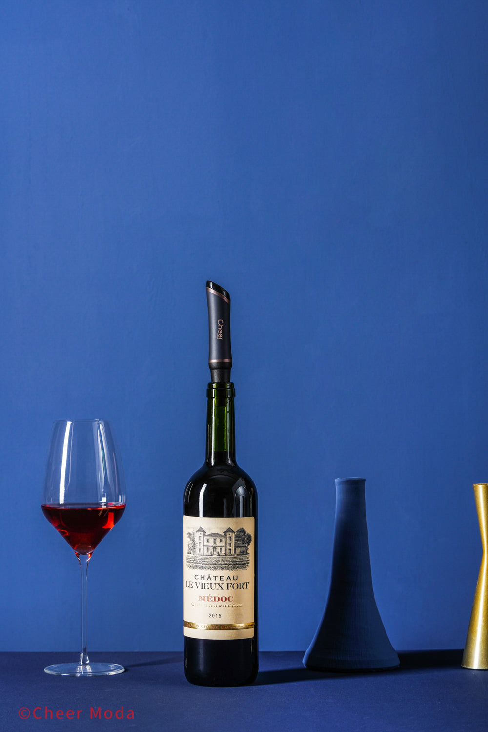 BOUQUET de Cheer Moda, bec aérateur verseur pour le vin, finition noir et bronze