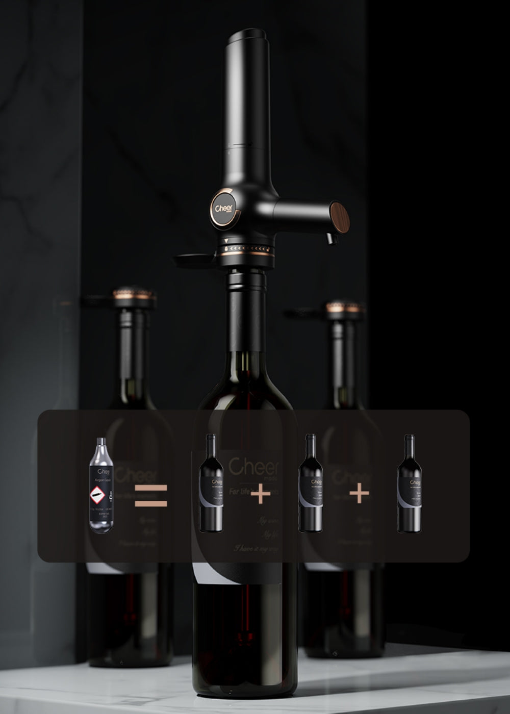 CONNOISSEUR - Système de préservation du vin et son support de présentation