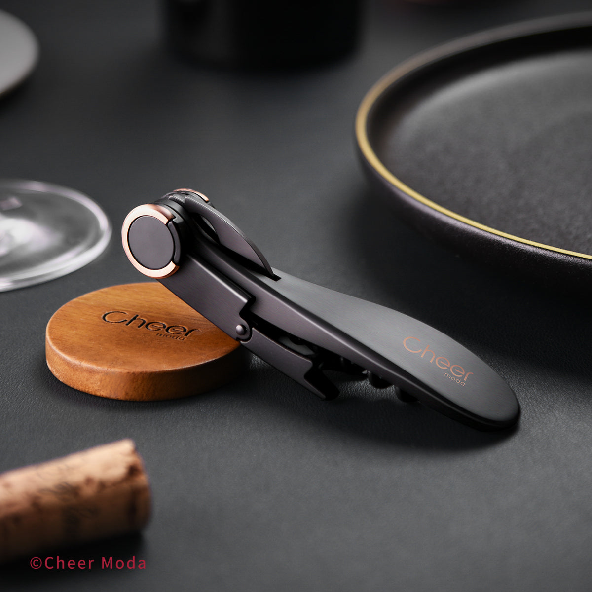 Libellule tire-bouchon sommelier noir et bronze avec poignée ergonomique pour ouverture facile des bouteilles de vin