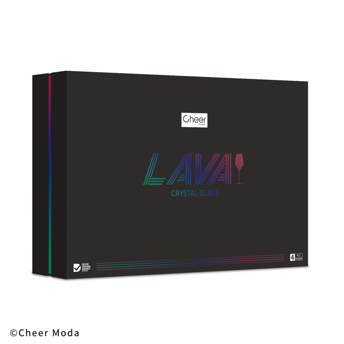 Packaging Coffret de 4 verres à vin multicolore avec pied en aluminium