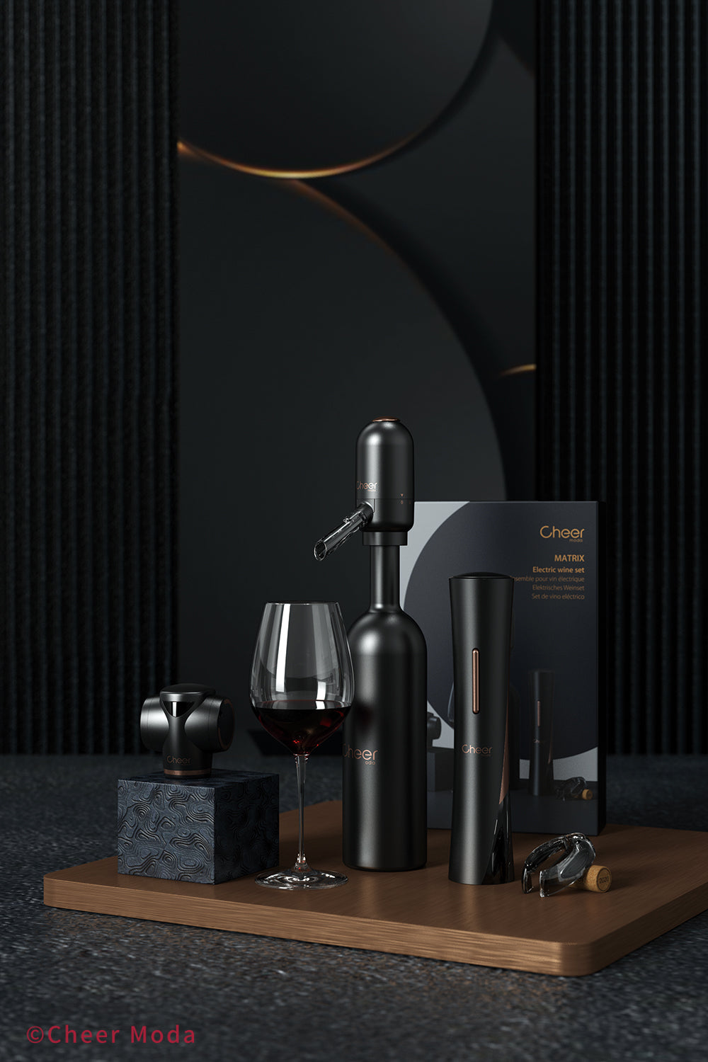 MATRIX - Coffret d'accessoires pour le vin électrique - Noir & Bronze