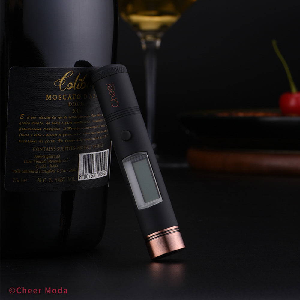 THERMOVIN - Thermomètre Infrarouge pour bouteille de vin - Noir & Bronze