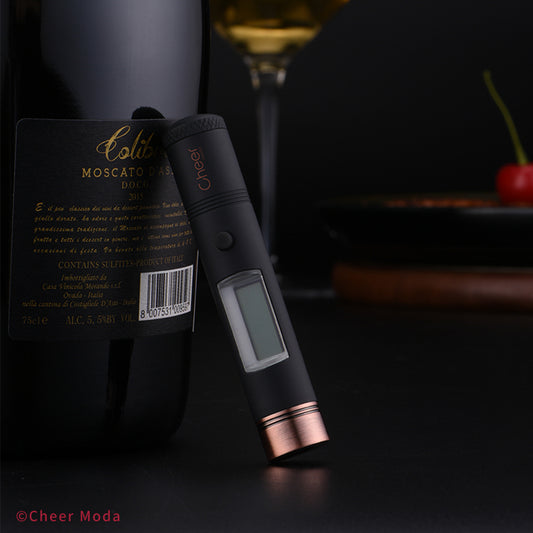 THERMOVIN - Thermomètre Infrarouge pour bouteille de vin - Noir & Bronze