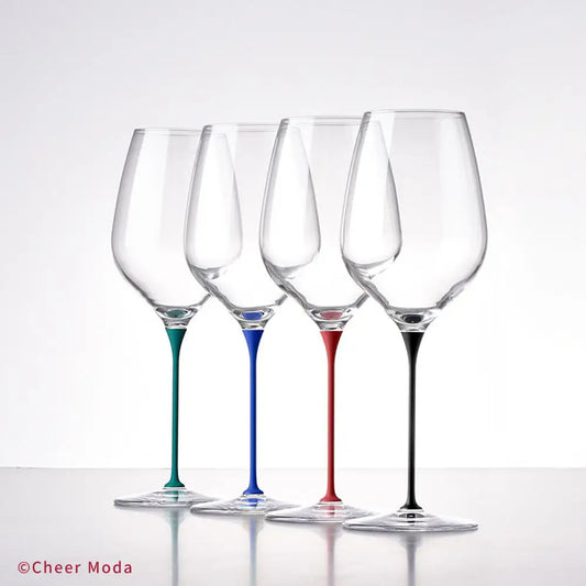 Coffret de 4 verres à vin multicolore avec pied en aluminium