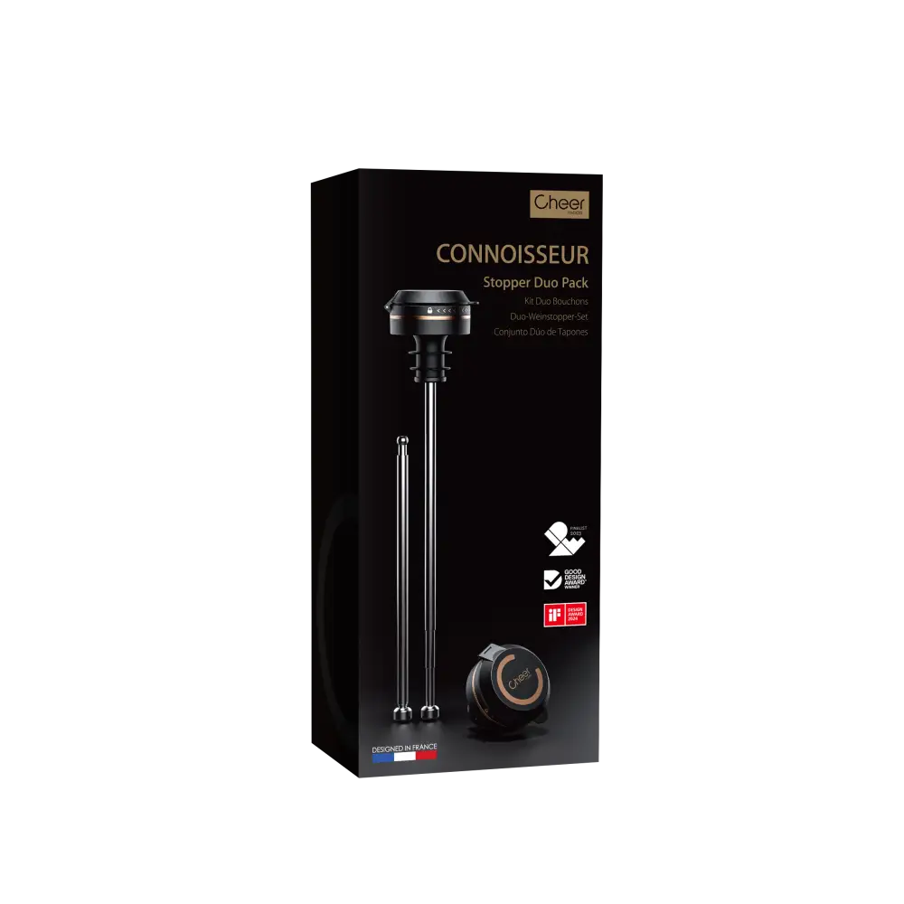 CONNOISSEUR BOUCHONS - Coffret de 2 bouchons - CHEER MODA - Bouchons stoppeurs et bouchons à vin